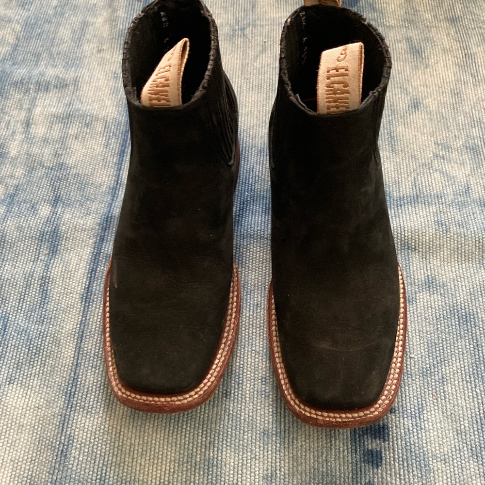Black Leather cowboy Botines
